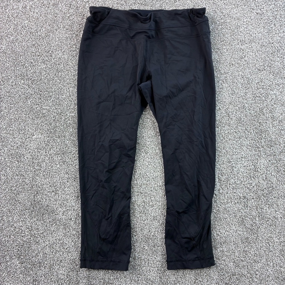 Lululemon Crop Leggings Women's 8 Black Mesh Athletic Running Pants